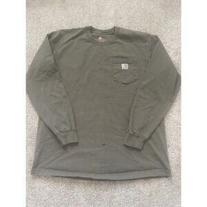 Carhartt Shirt Mens Large Green Original Fit Long Sleeve Pocket Workwear